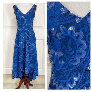 Badgley Mischka Belle Royal blue sequin lace dress
